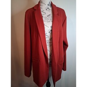 Maurices Womens Plus 1X Rust Red Open Front Textured Crepe Blazer